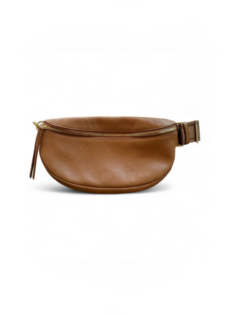 Quince Italian Pebbled Leather Sling Bag in Cognac